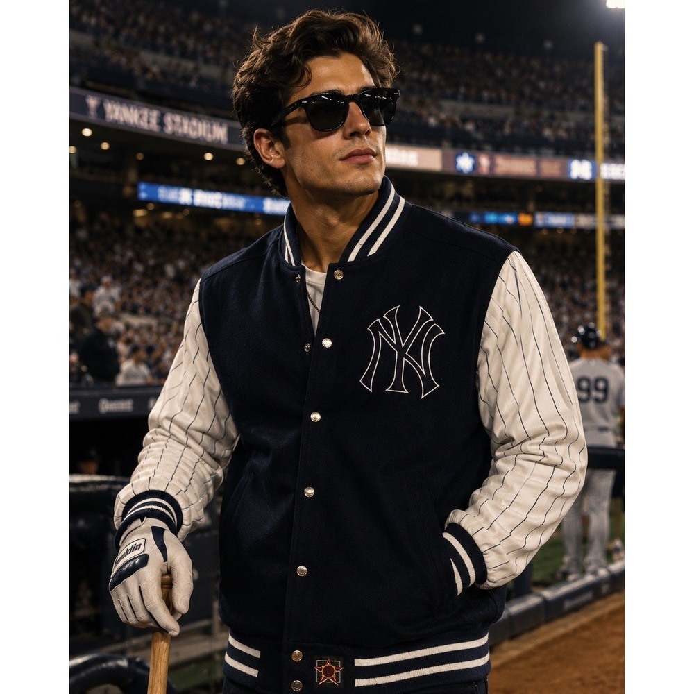 Vintage 90s JH Design Jeff Hamilton MLB Yankees Reversible Varsity Jacket XL